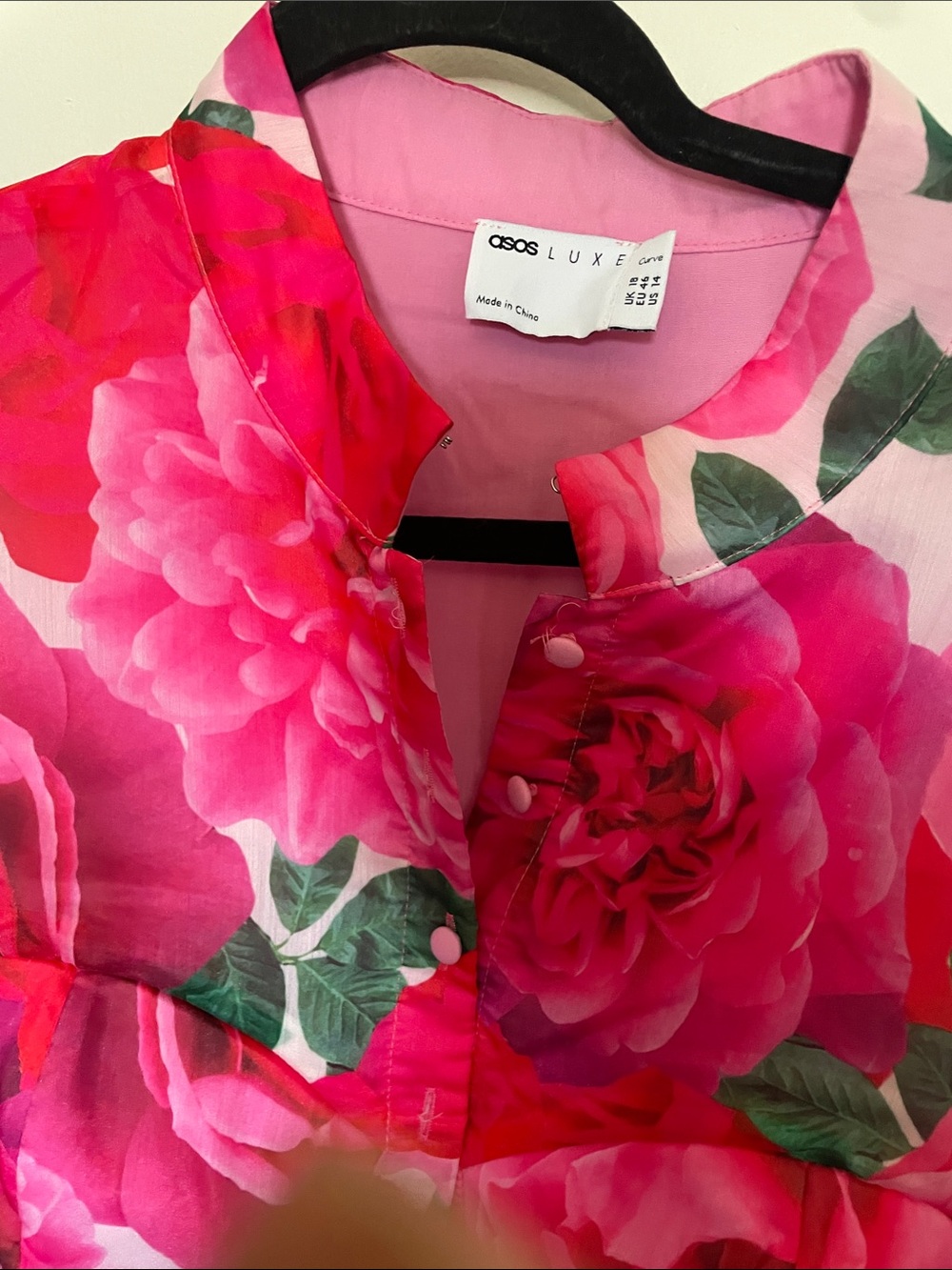 ASOS Pink Rose Print Midi Dress - Picture 6 of 7